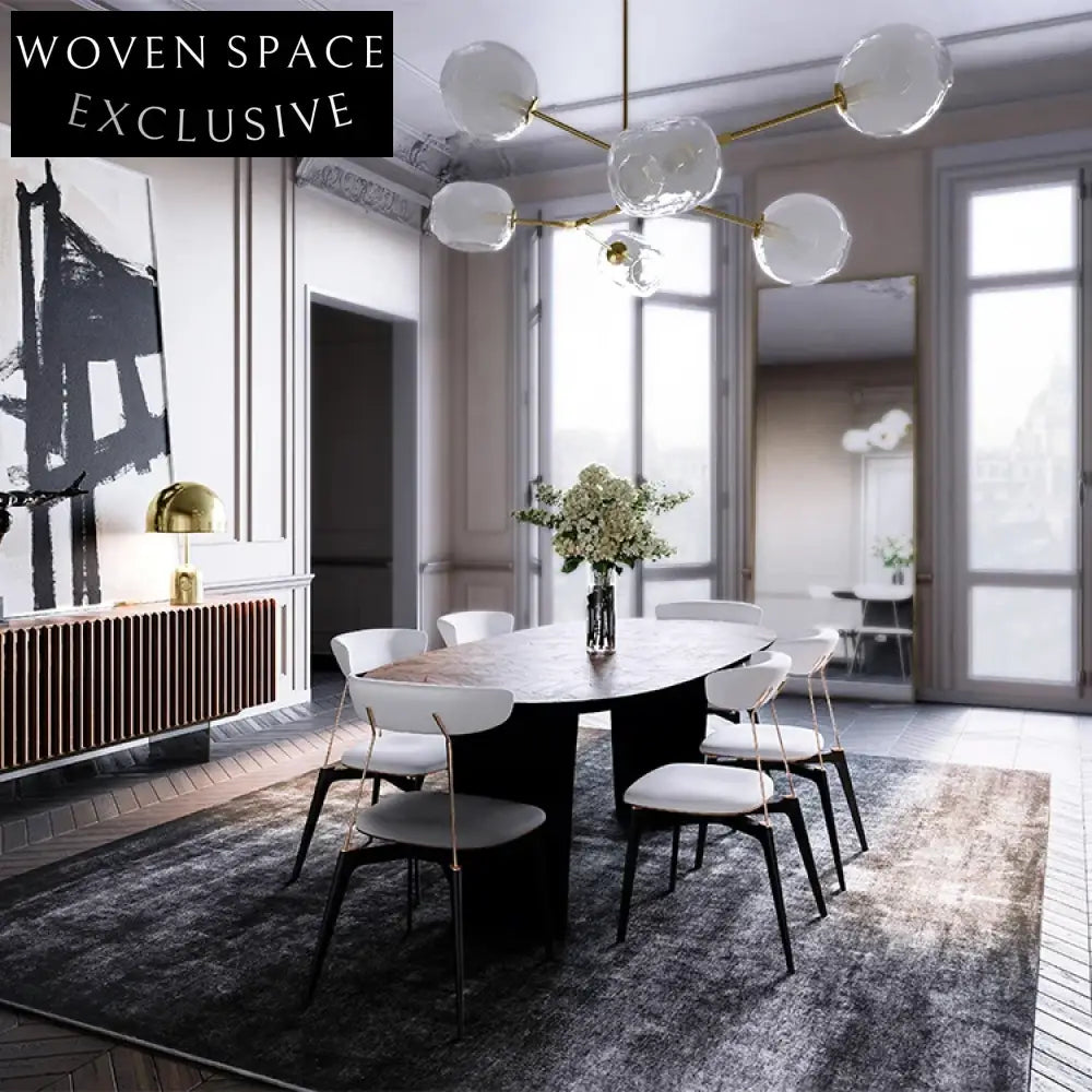 Luxury Leather Backrest Dining Chair with Black Metal Legs Frame