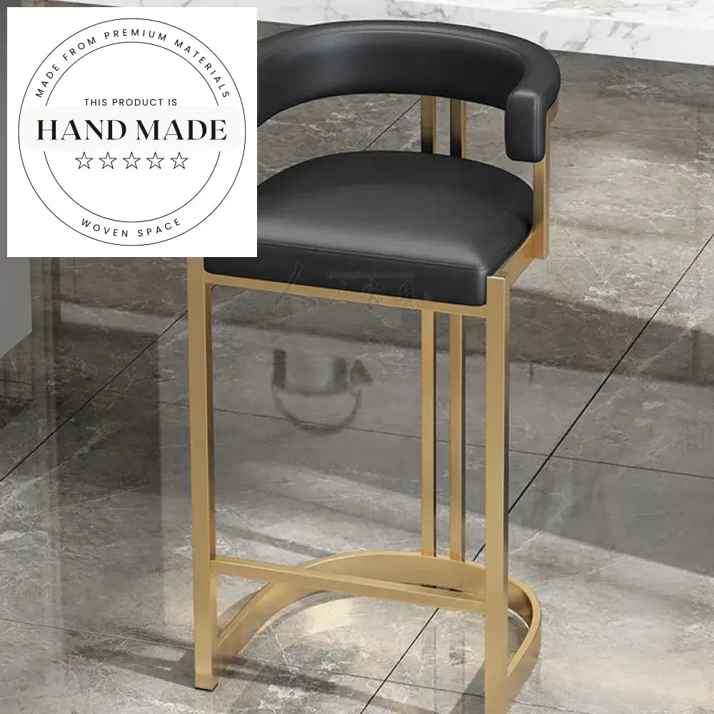 Luxury Leather Gold Stainless Steel Modern Kitchen Island Counter Stool