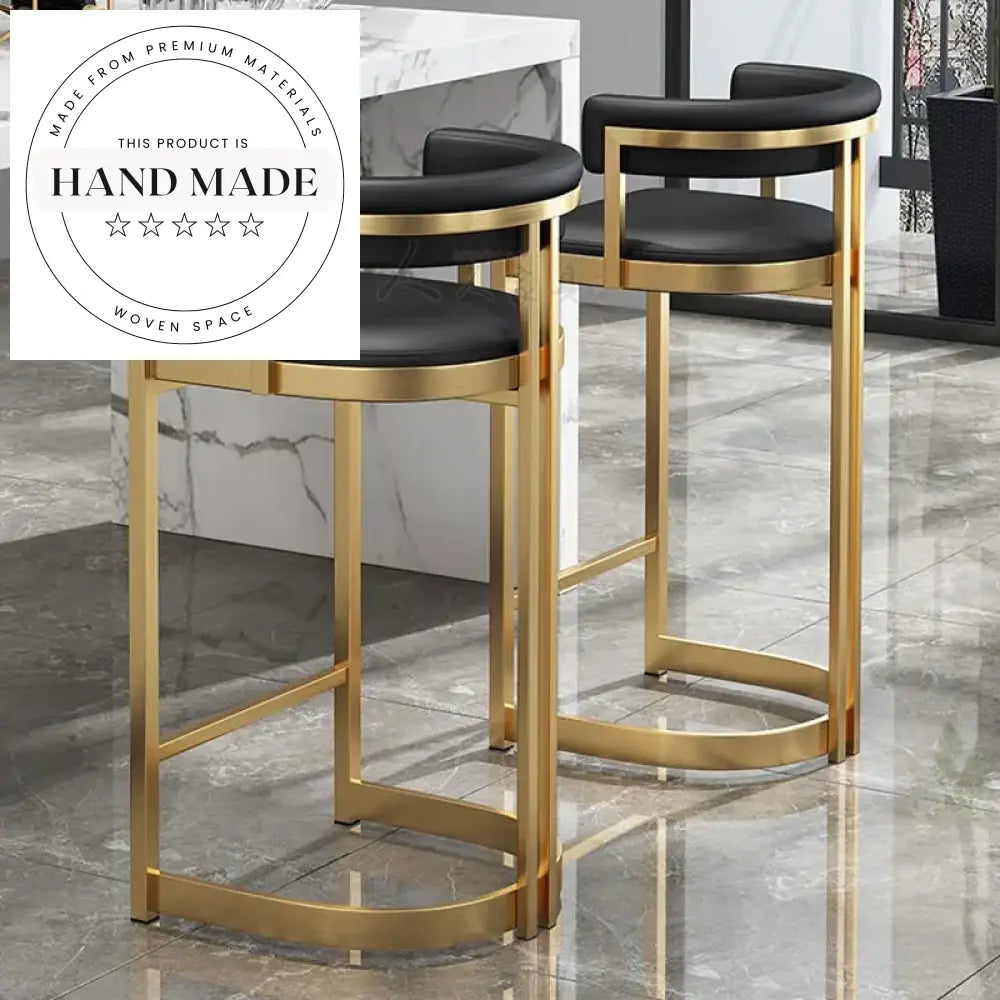 Luxury Leather Gold Stainless Steel Modern Kitchen Island Counter Stool
