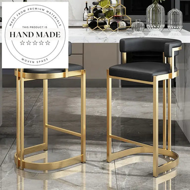 Luxury Leather Gold Stainless Steel Modern Kitchen Island Counter Stool