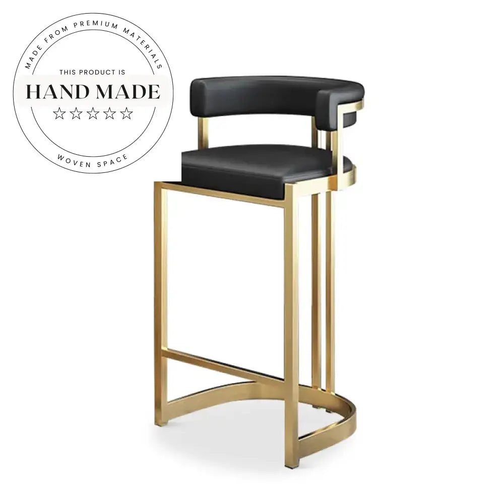Luxury Leather Gold Stainless Steel Modern Kitchen Island Counter Stool