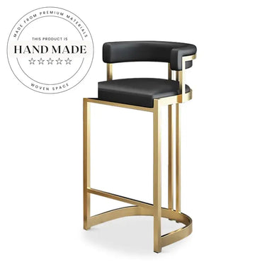 Luxury Leather Gold Stainless Steel Modern Kitchen Island Counter Stool
