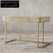 Luxury Leather Office Desk, Gold Metal Legs, Drawer, Versatile Dressing Table