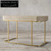 Luxury Leather Office Desk, Gold Metal Legs, Drawer, Versatile Dressing Table