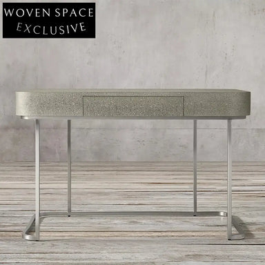 Luxury Leather Office Desk, Gold Metal Legs, Drawer, Versatile Dressing Table