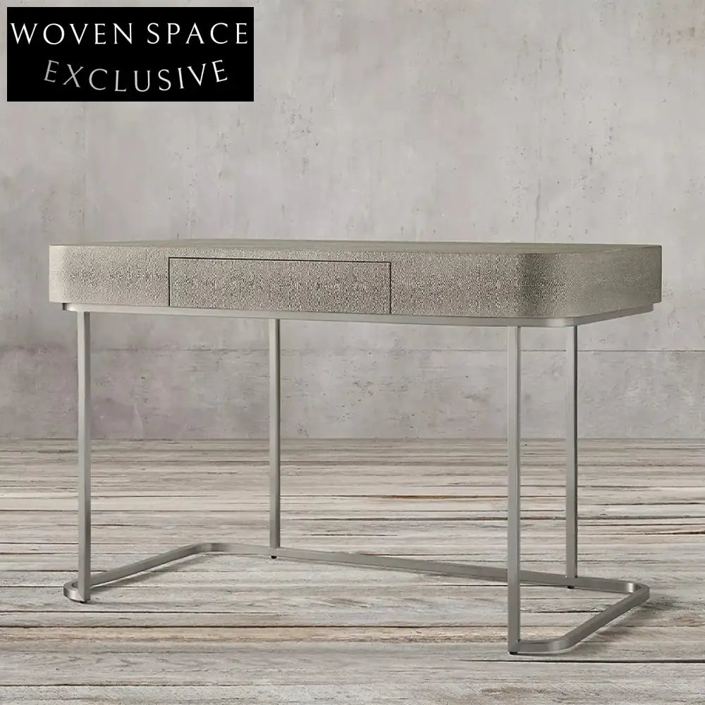 Luxury Leather Office Desk, Gold Metal Legs, Drawer, Versatile Dressing Table