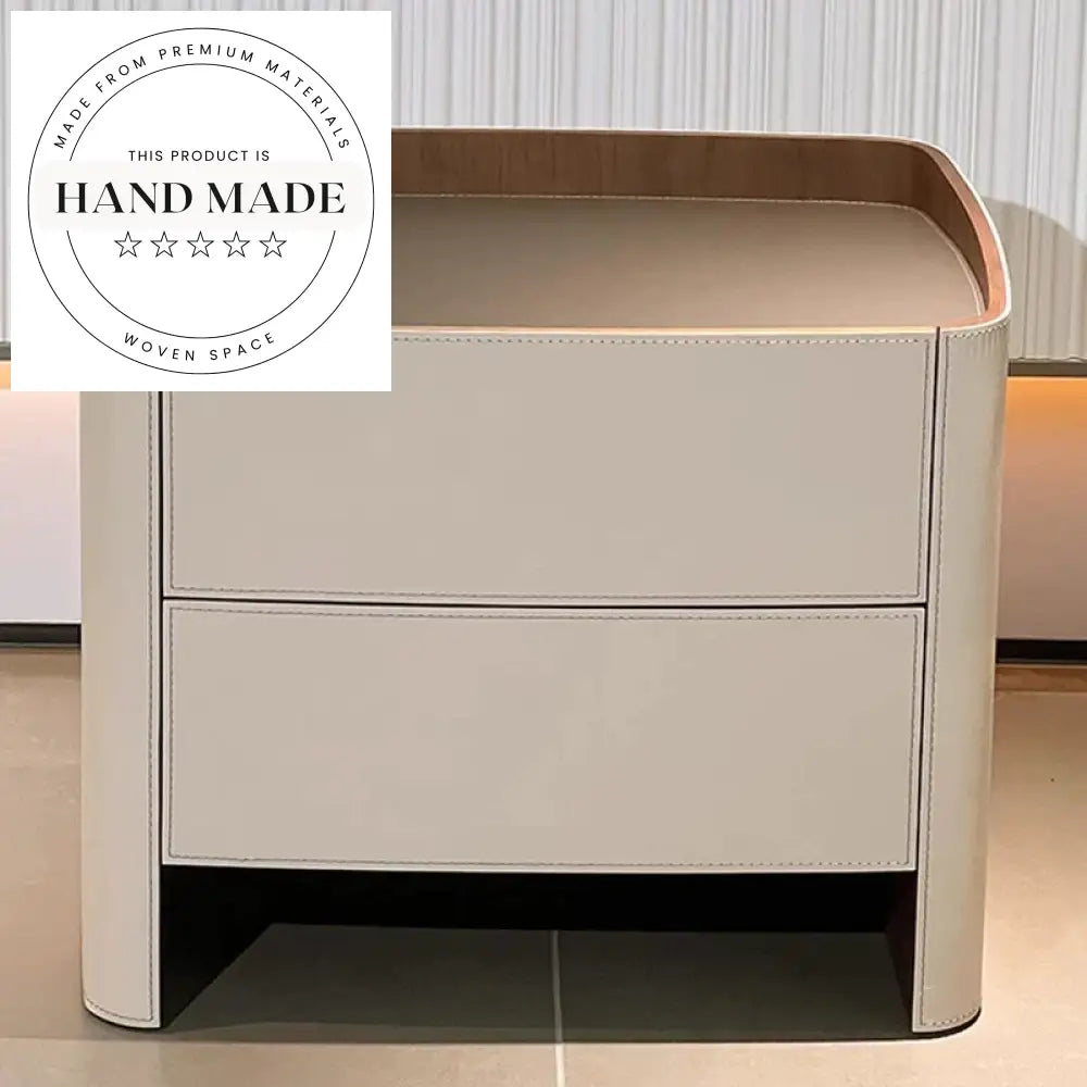 Luxury Leather Two-Drawer Modern Bedroom Storage Bedside Nightstand