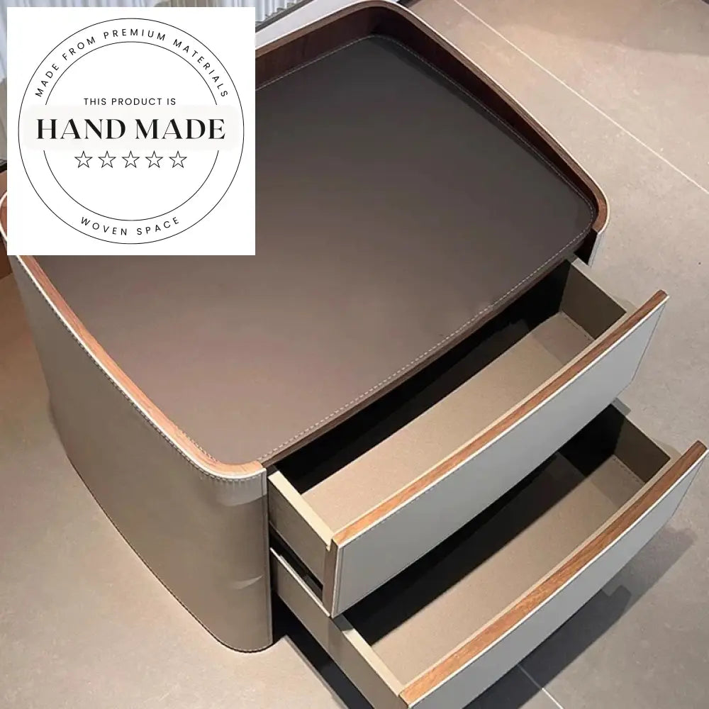 Luxury Leather Two-Drawer Modern Bedroom Storage Bedside Nightstand