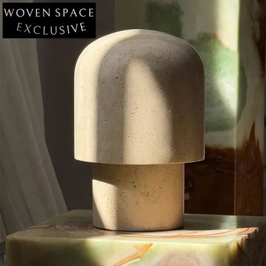 Luxury LED Natural Travertine Stone Mushroom Table Lamp for Bedroom