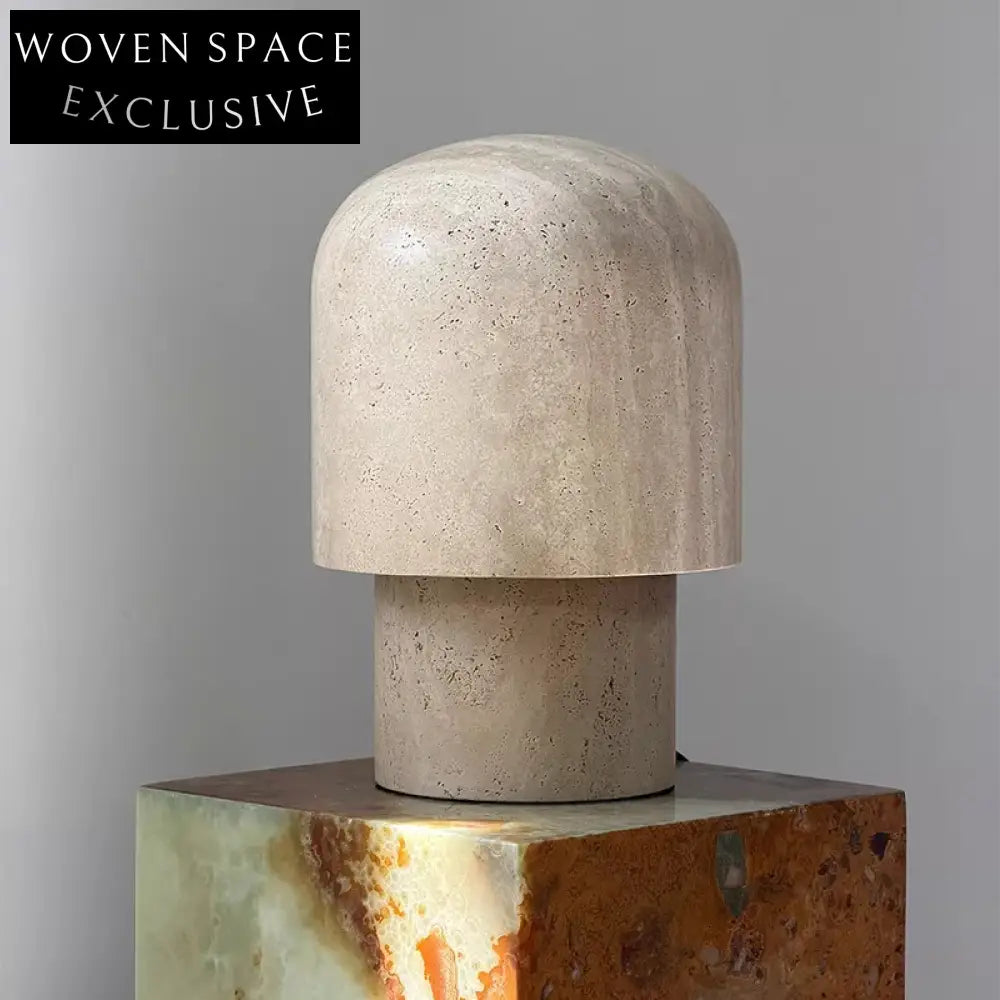 Luxury LED Natural Travertine Stone Mushroom Table Lamp for Bedroom