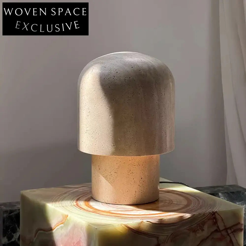 Luxury LED Natural Travertine Stone Mushroom Table Lamp for Bedroom