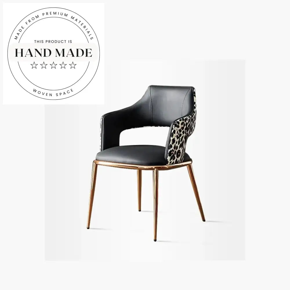 Luxury Leopard Print Gold Stainless Steel High-end Upholstered Dining Chair