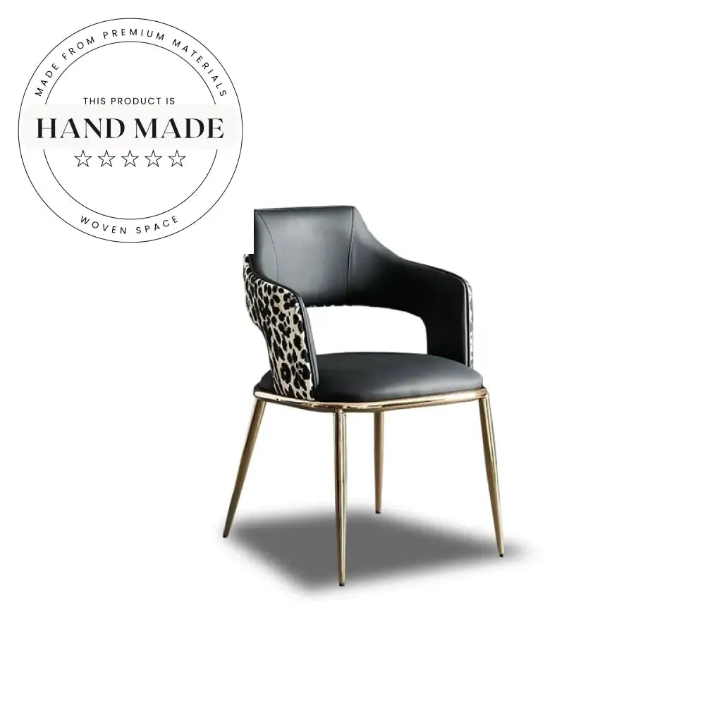 Luxury Leopard Print Gold Stainless Steel High-end Upholstered Dining Chair