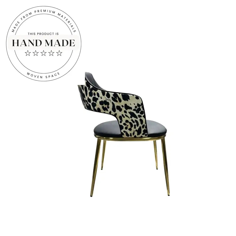 Luxury Leopard Print Gold Stainless Steel High-end Upholstered Dining Chair