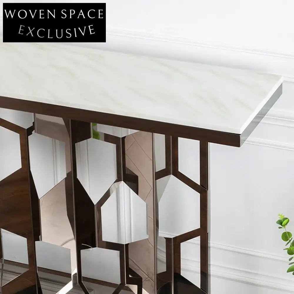 Luxury Marble Modern Hallway Console Table with Stainless Steel Frame