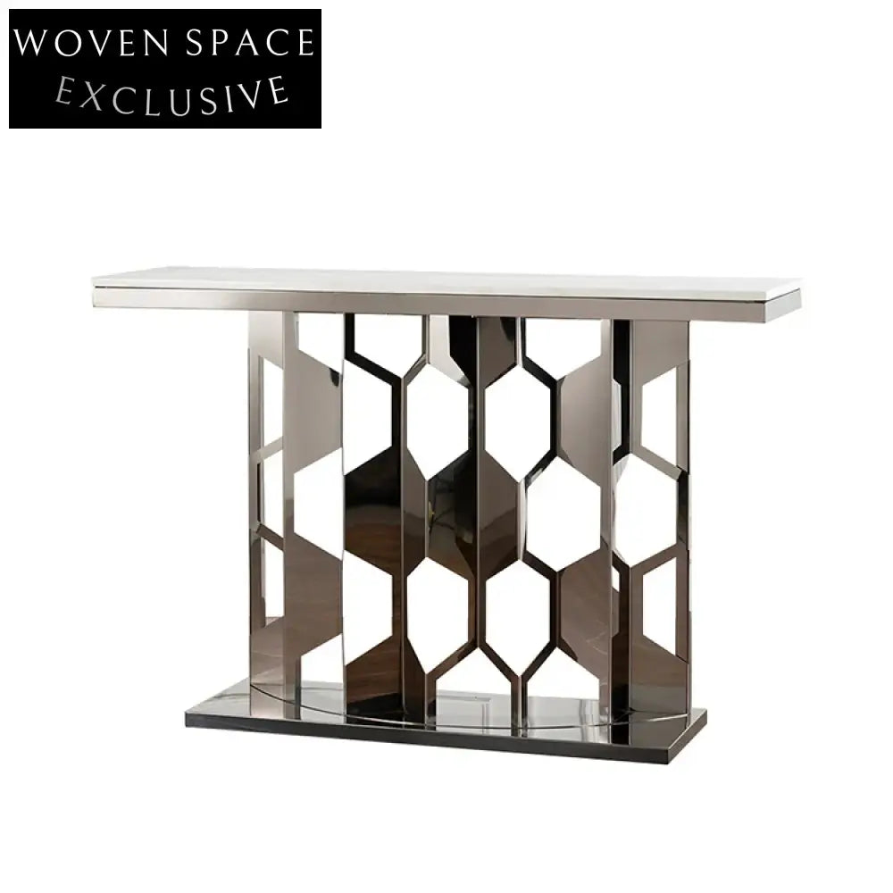 Luxury Marble Modern Hallway Console Table with Stainless Steel Frame