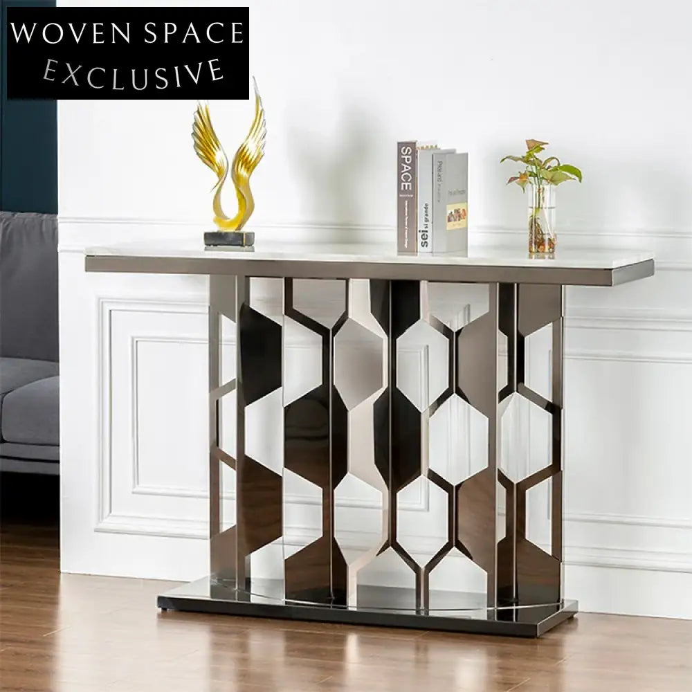 Luxury Marble Modern Hallway Console Table with Stainless Steel Frame