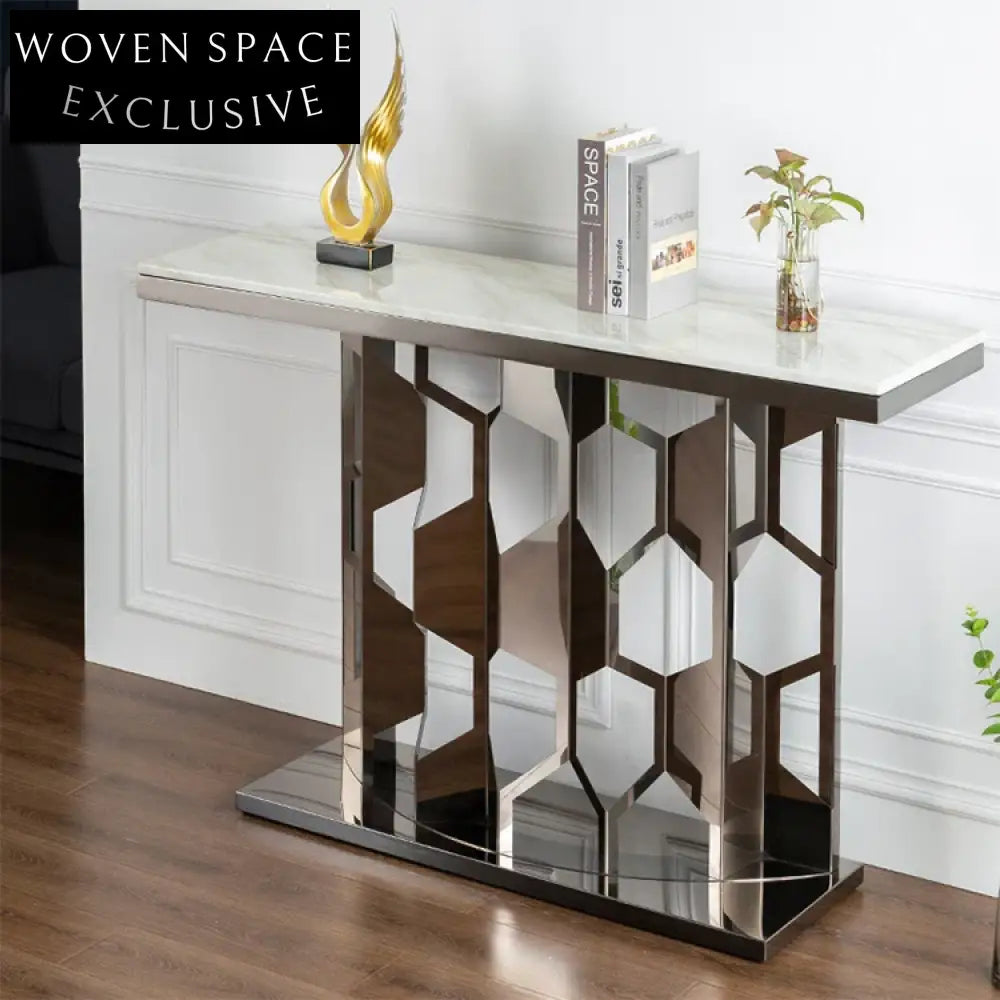 Luxury Marble Modern Hallway Console Table with Stainless Steel Frame