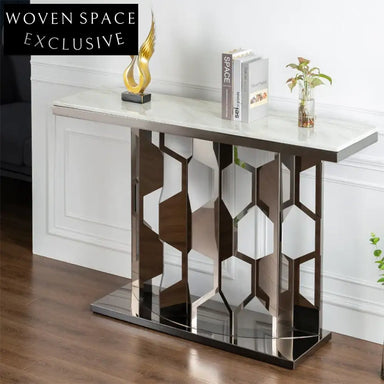 Luxury Marble Modern Hallway Console Table with Stainless Steel Frame