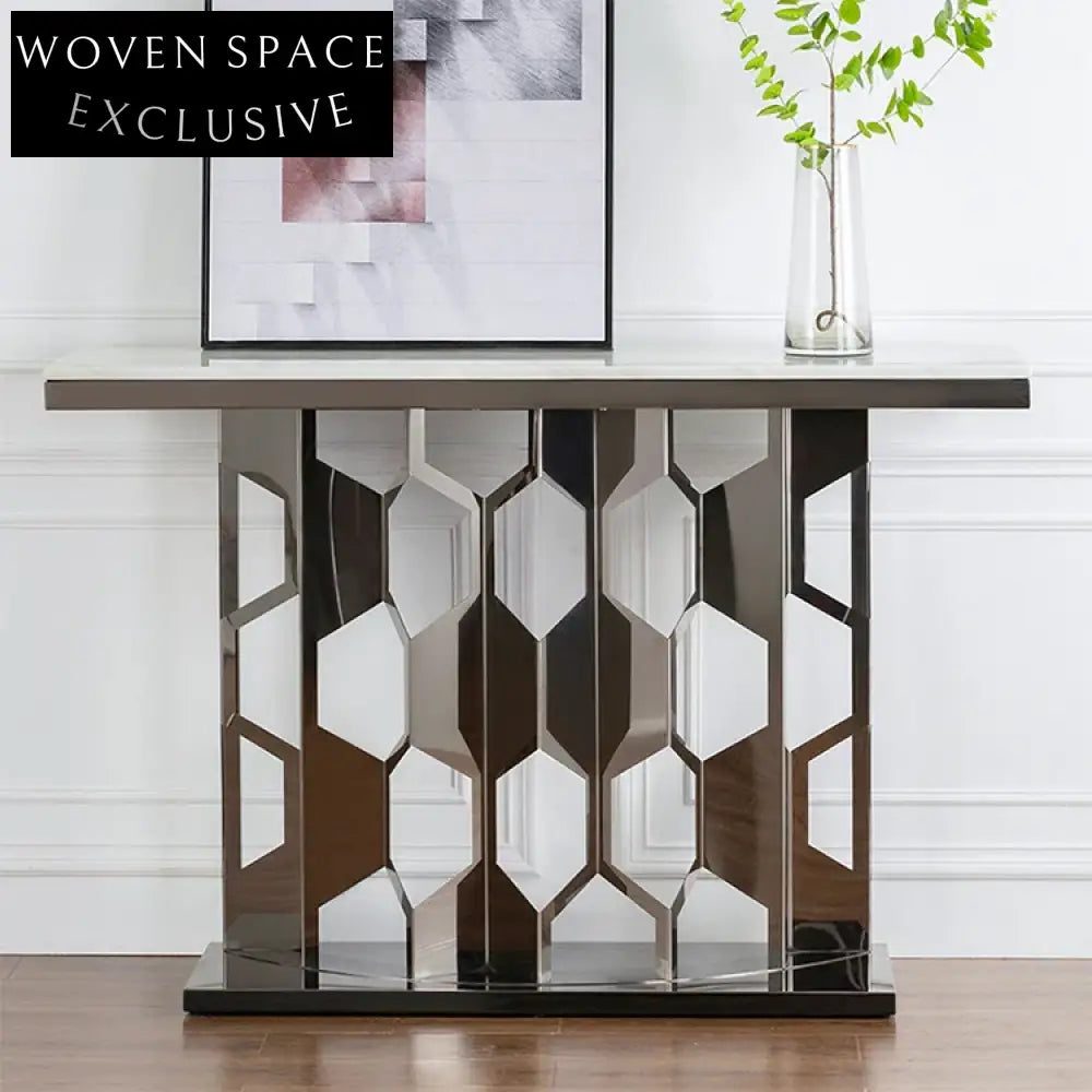 Luxury Marble Modern Hallway Console Table with Stainless Steel Frame