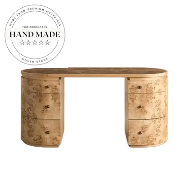 Luxury Marble Top Burl Wood Executive Writing Desk