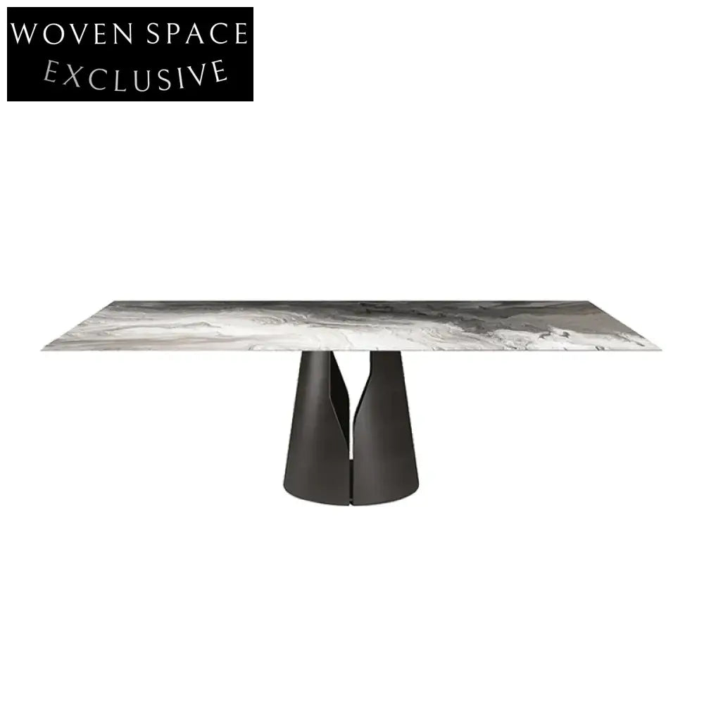 Luxury Marble Top Dining Table, Stainless Steel Base, Modern 6-Seat Design