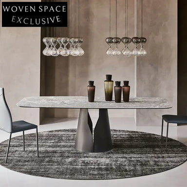 Luxury Marble Top Dining Table, Stainless Steel Base, Modern 6-Seat Design