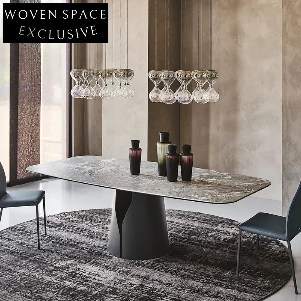 Luxury Marble Top Dining Table, Stainless Steel Base, Modern 6-Seat Design