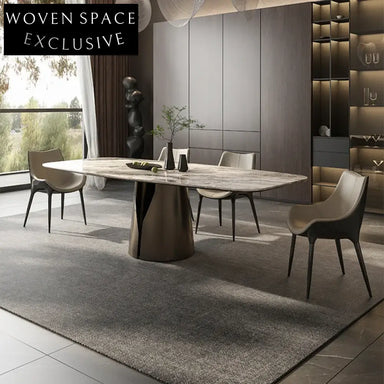 Luxury Marble Top Dining Table, Stainless Steel Base, Modern 6-Seat Design