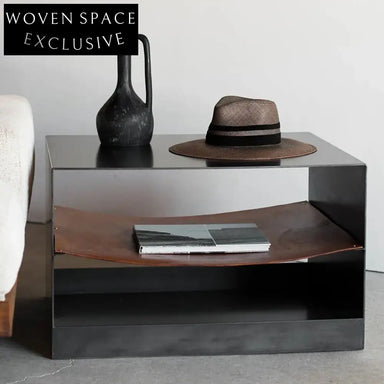 Luxury Metal Square Nightstand with Storage, Elegant Home Bedroom Side Table