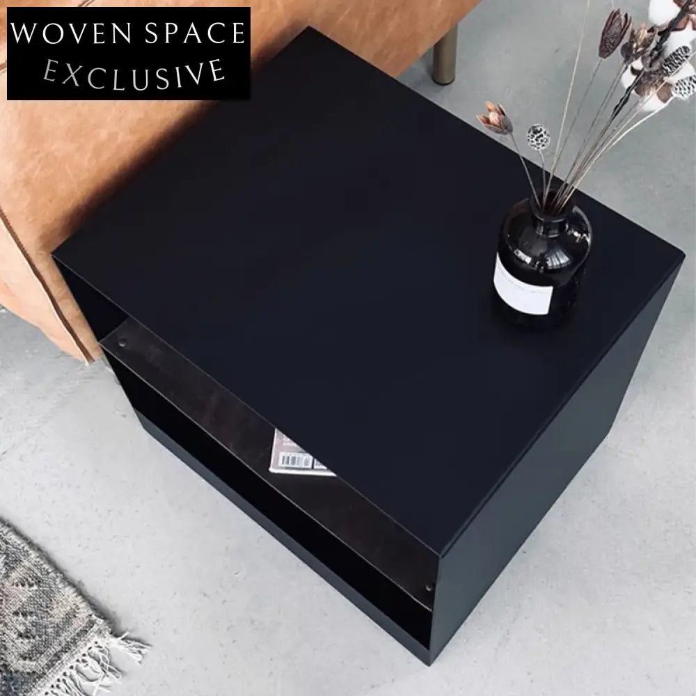 Luxury Metal Square Nightstand with Storage, Elegant Home Bedroom Side Table