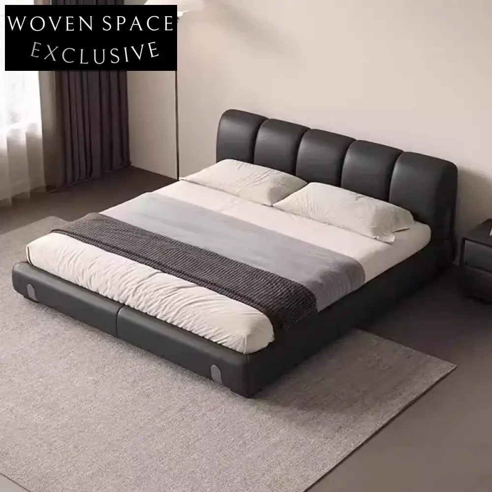 Luxury Microfiber Leather Upholstered Steel Frame Platform Bed