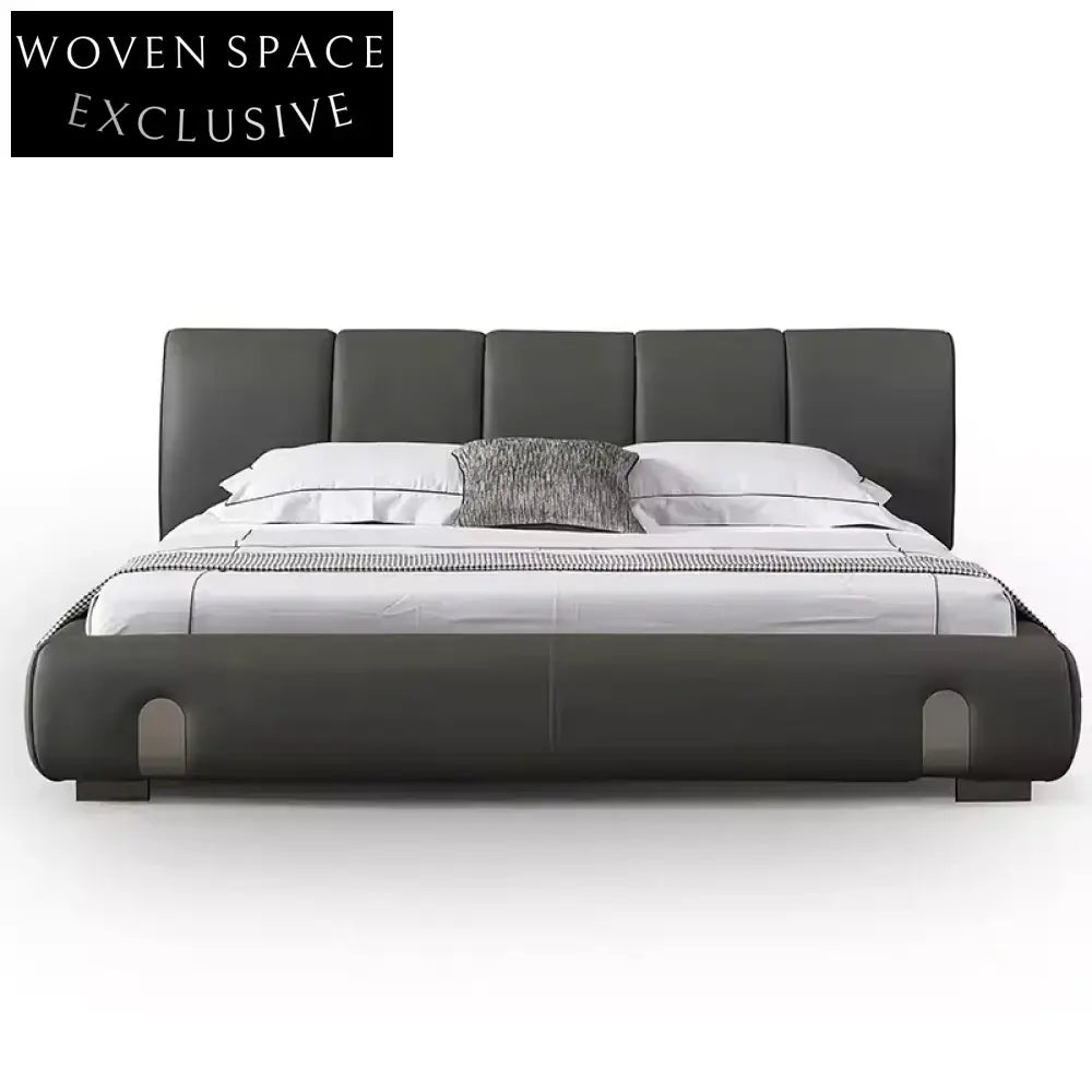 Luxury Microfiber Leather Upholstered Steel Frame Platform Bed