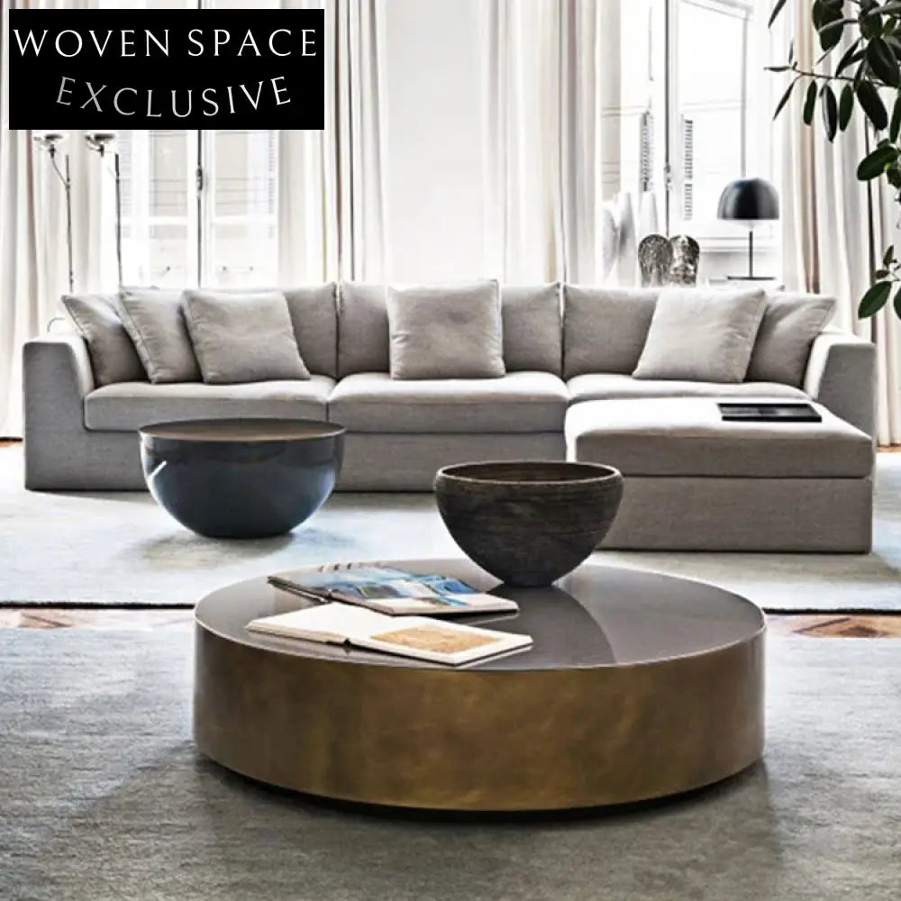 Luxury Mid-Century Brass Marble Coffee Table Set - Square Stainless Steel Design