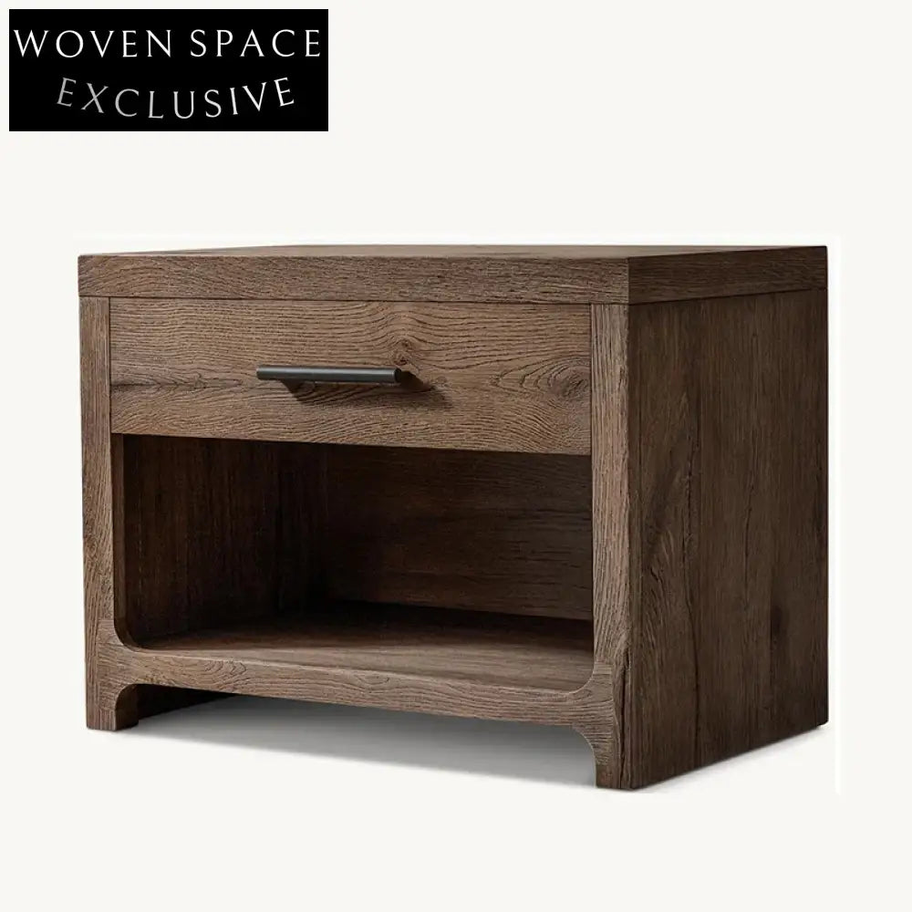 Luxury Minimalist Oak Wood Bedside Nightstand with Convenient Storage Drawers