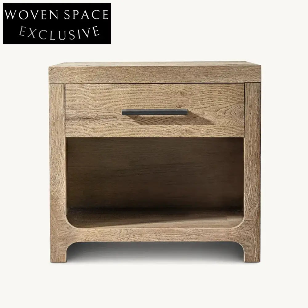 Luxury Minimalist Oak Wood Bedside Nightstand with Convenient Storage Drawers