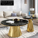 Luxury Minimalist Round Gold Metal Marble Living Room Coffee Table Set