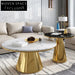 Luxury Minimalist Round Gold Metal Marble Living Room Coffee Table Set