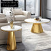 Luxury Minimalist Round Gold Metal Marble Living Room Coffee Table Set