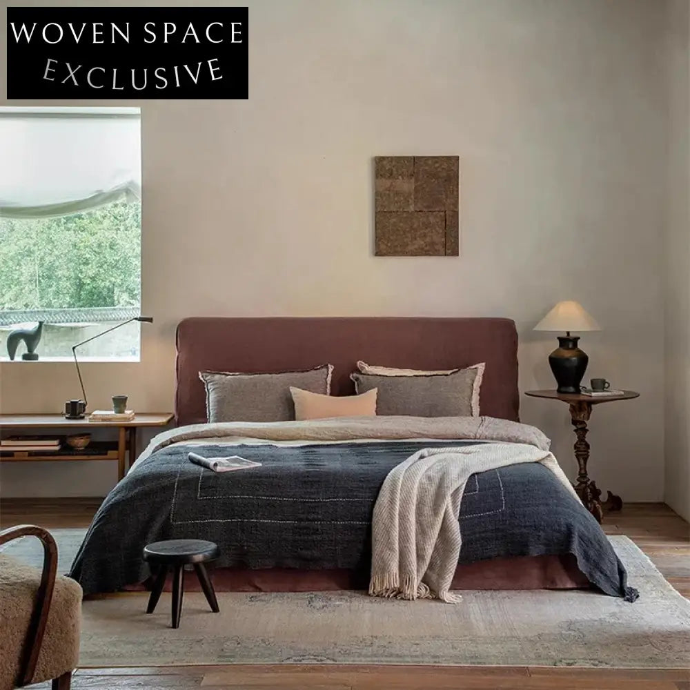 Luxury Minimalist Soft Upholstered Bed Frame for Hotel Home Bedroom