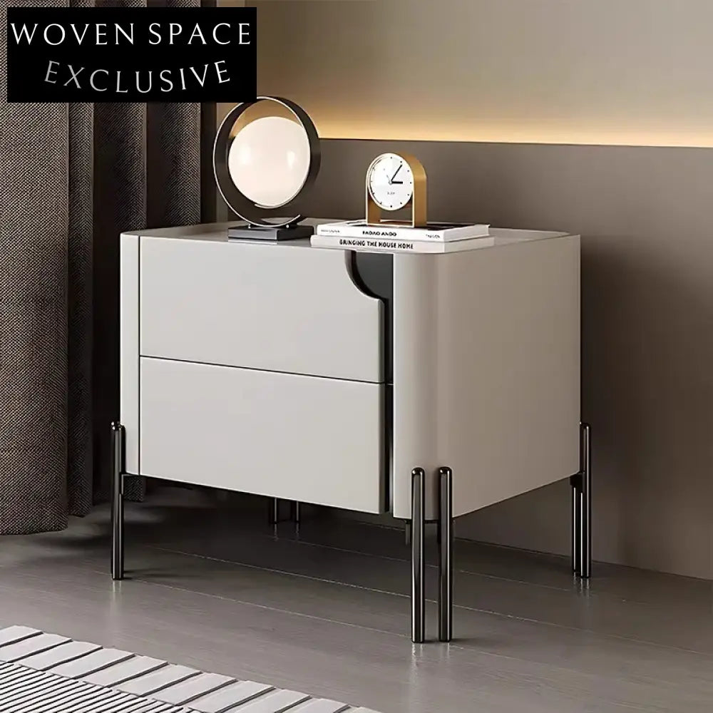 Luxury Modern Black Metal 1-Drawer Storage Nightstand for Bedroom & Hotel