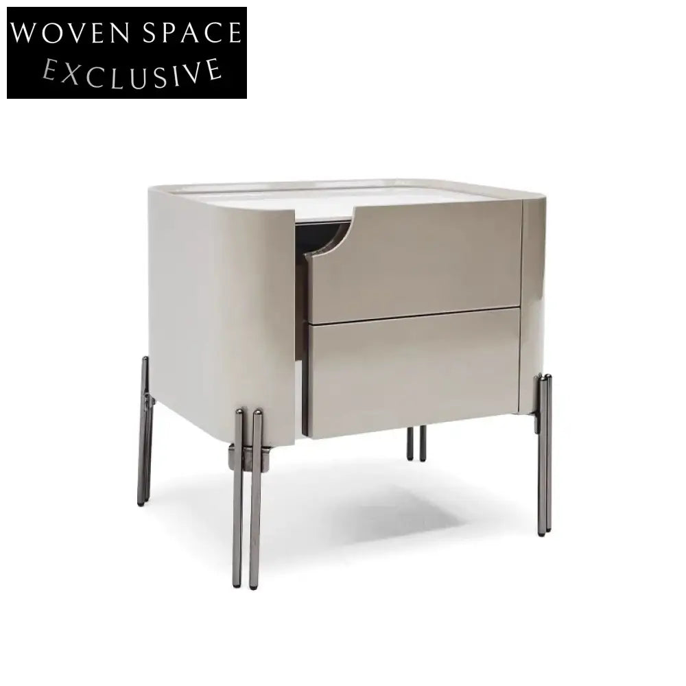 Luxury Modern Black Metal 1-Drawer Storage Nightstand for Bedroom & Hotel