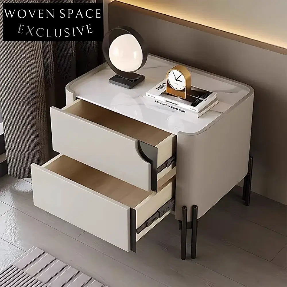 Luxury Modern Black Metal 1-Drawer Storage Nightstand for Bedroom & Hotel