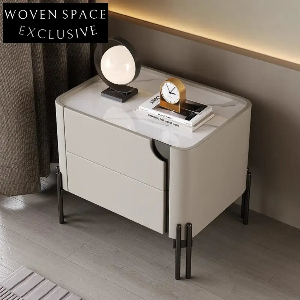 Luxury Modern Black Metal 1-Drawer Storage Nightstand for Bedroom & Hotel