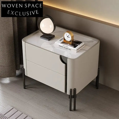 Luxury Modern Black Metal 1-Drawer Storage Nightstand for Bedroom & Hotel
