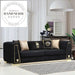 Luxury Modern Black Velvet 3-Seat Convertible Sectional Sofa