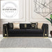 Luxury Modern Black Velvet 3-Seat Convertible Sectional Sofa