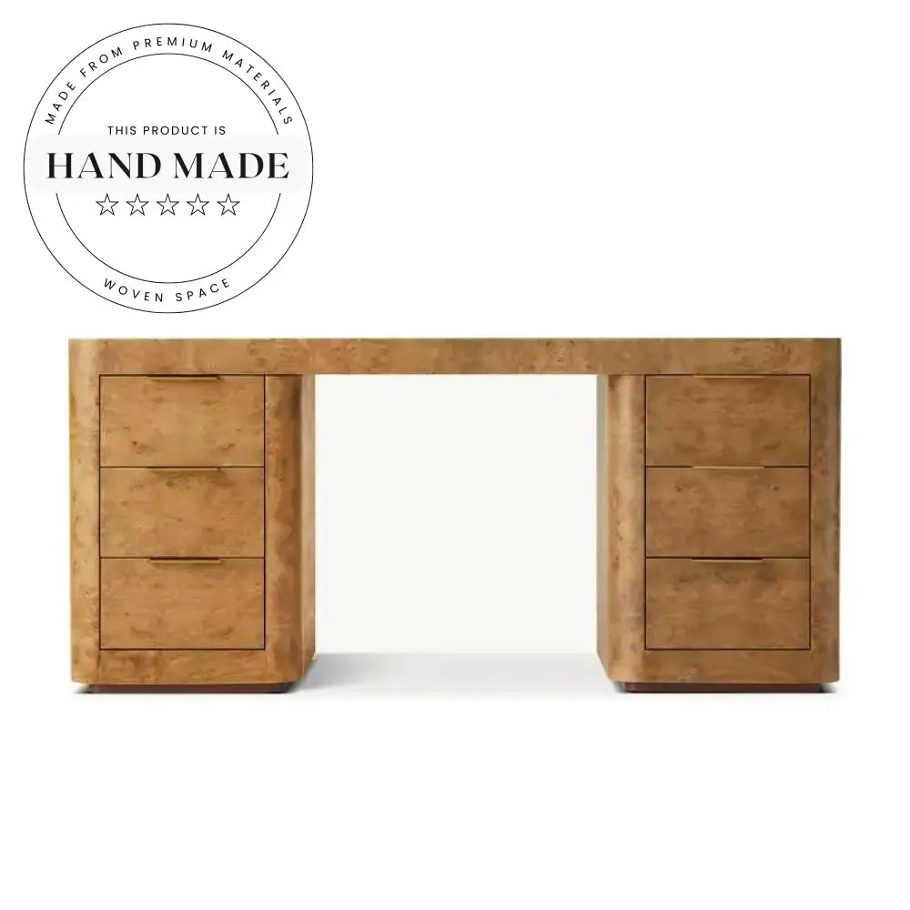 Luxury Modern Burl Wood Executive Office Desk with Storage Writing Desk