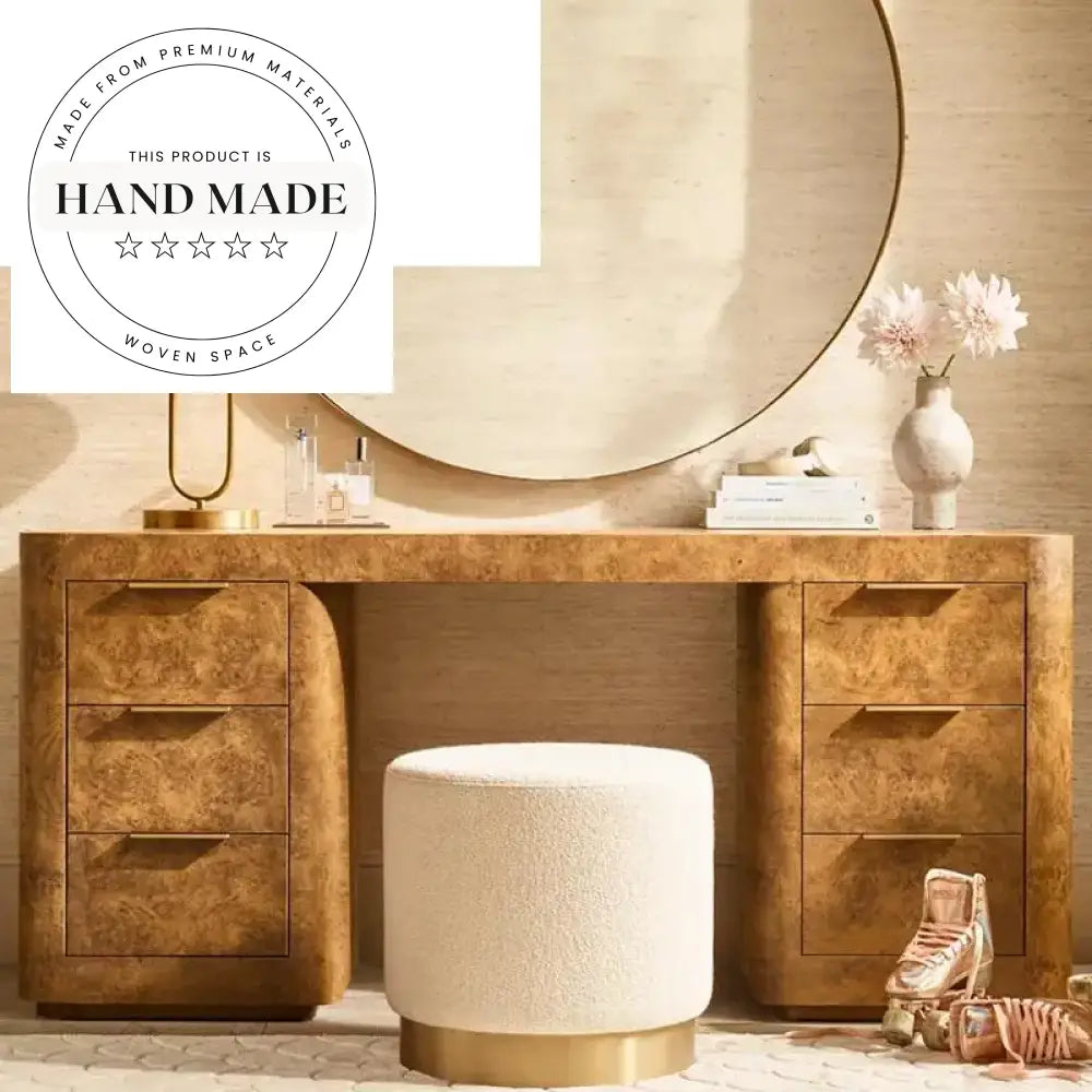 Luxury Modern Burl Wood Executive Office Desk with Storage Writing Desk