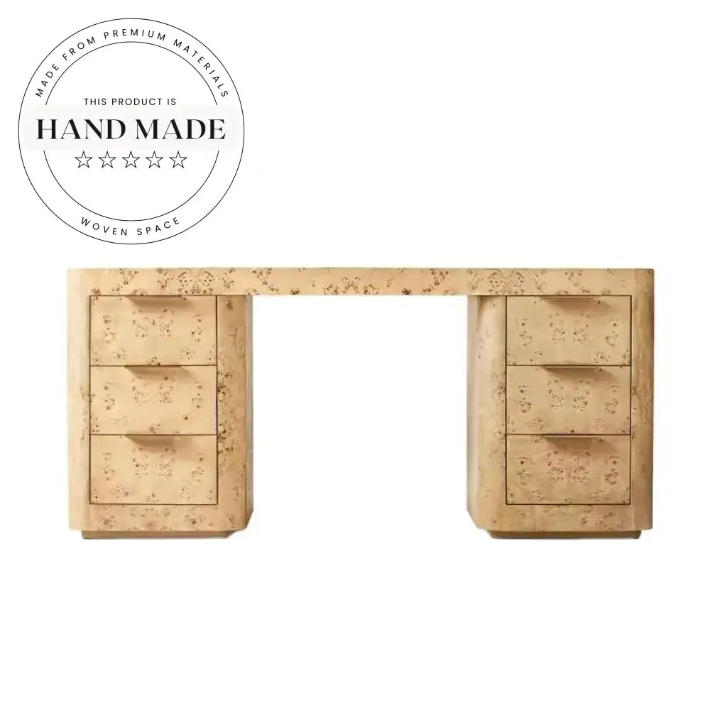 Luxury Modern Burl Wood Executive Office Desk with Storage Writing Desk